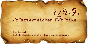 Öszterreicher Füzike névjegykártya